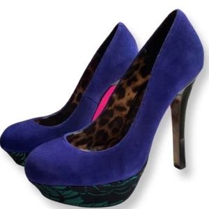 Betsey Johnson suede peacock pumps